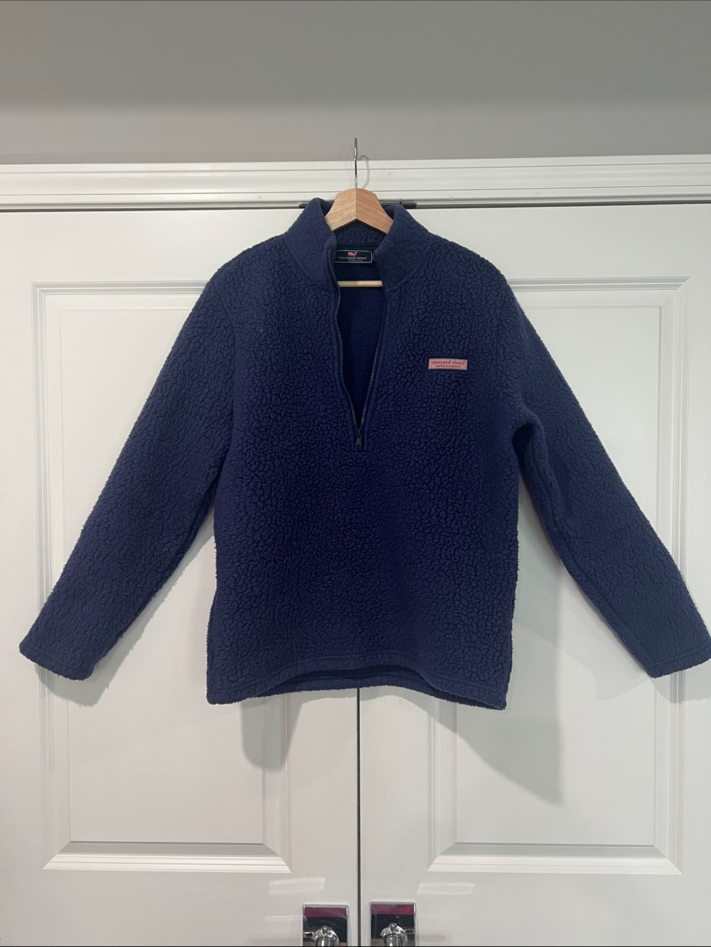 Vineyard Vines Navy Sherpa Quarter-Zip Pullover